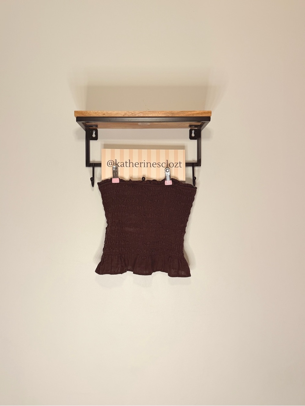 Garage Dark Brown Smocked Tube Top